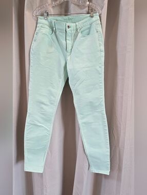 White House Black Market Light Mint High Rise Skinny Ankle Jeans Size 8 Long
